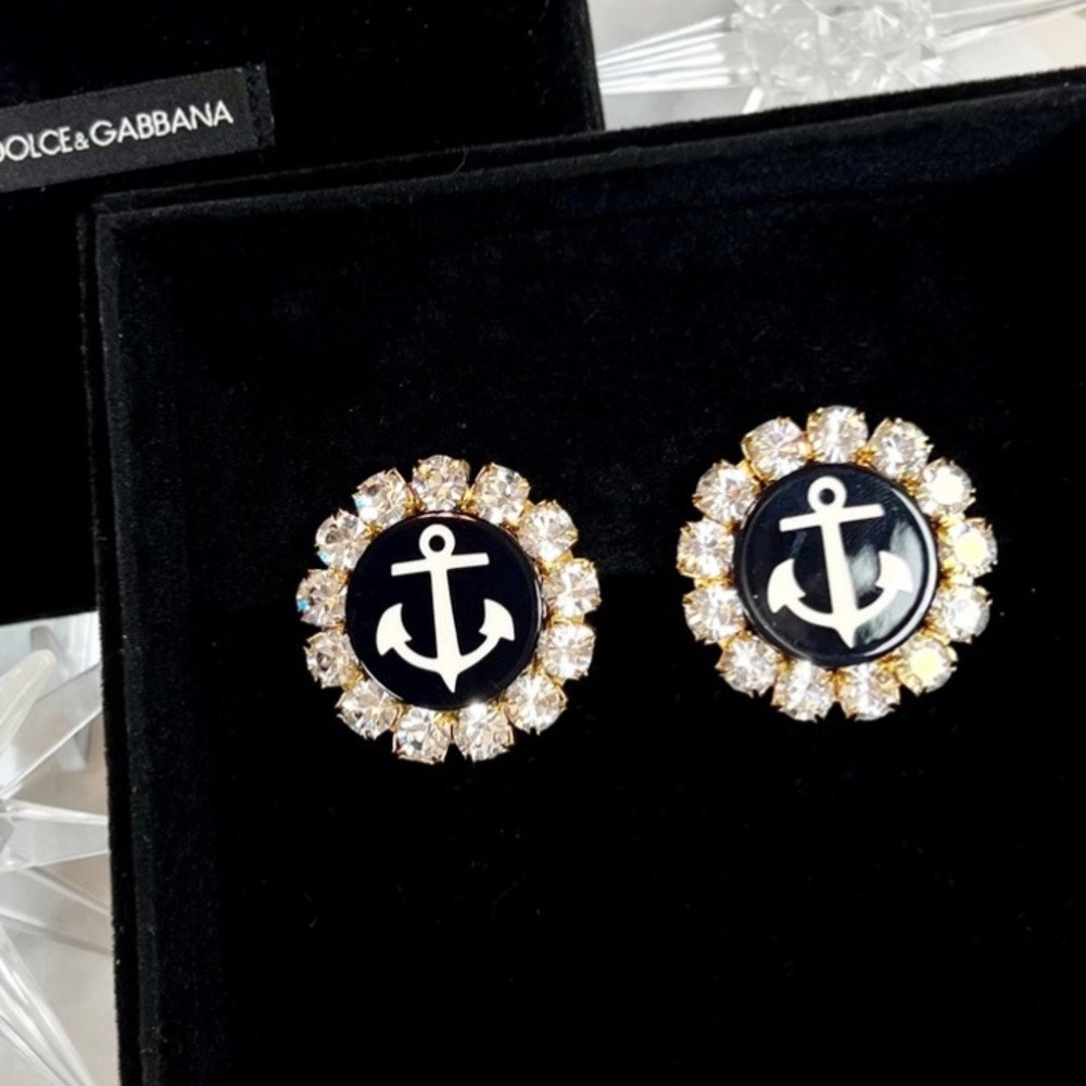 Dolce & Gabbana Couture Rare Crystal Anchor Clip-On Earrings